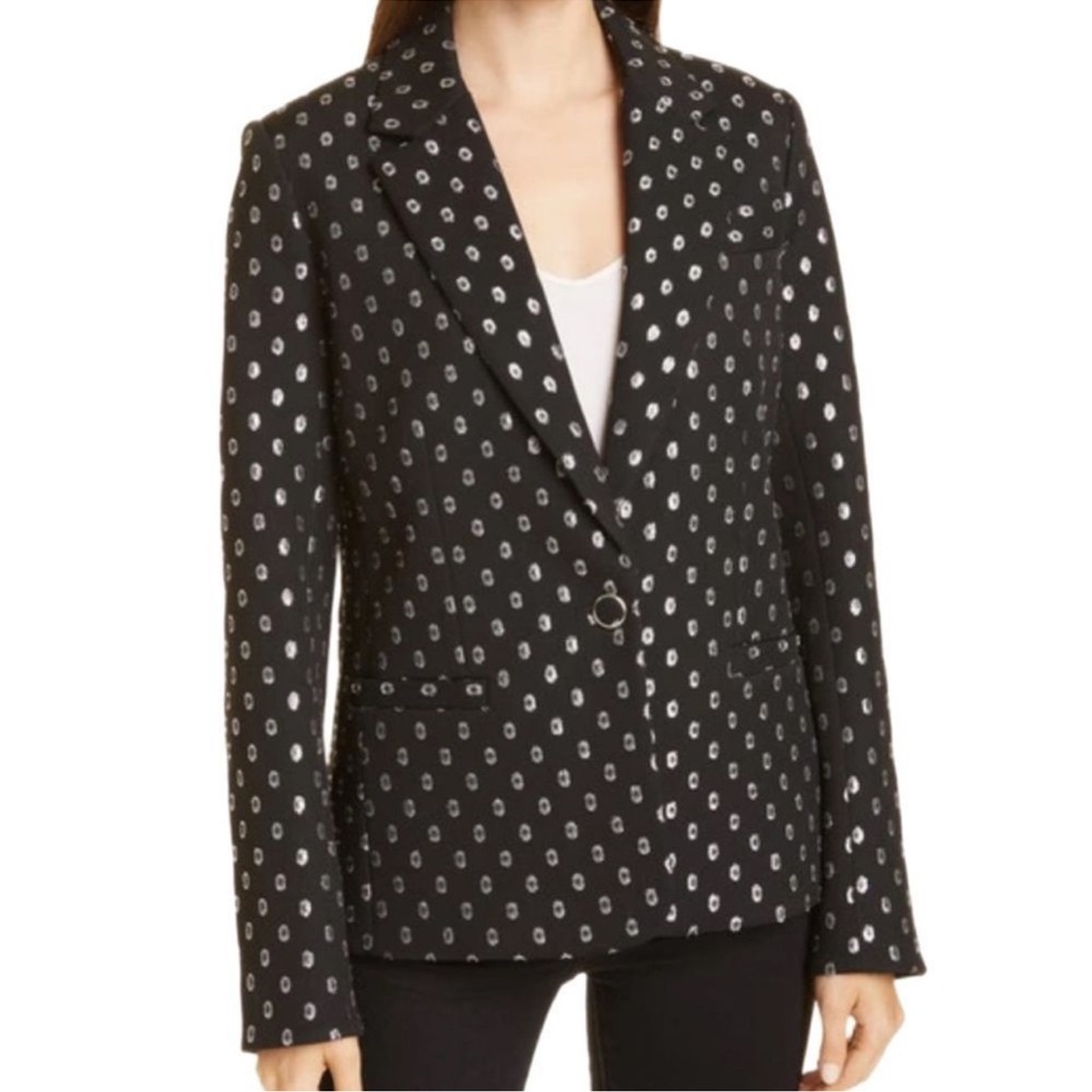 Tanya Taylor Women's Black and Silver Patterned Blazer